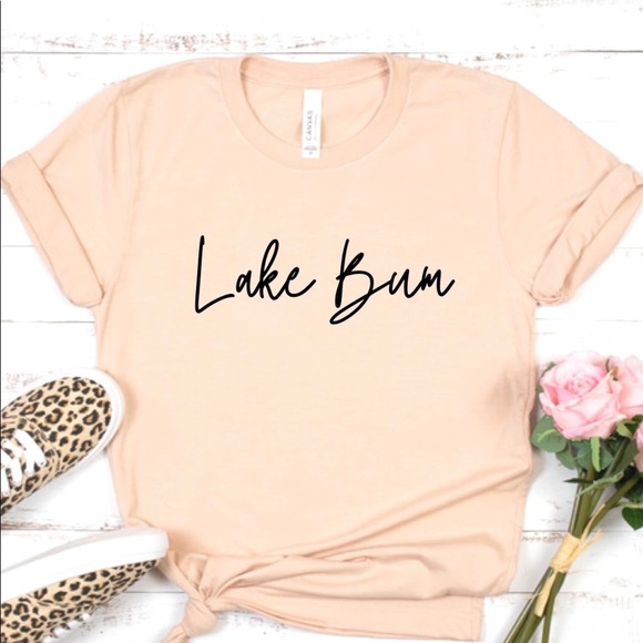 Lake Bum Crew Neck Short Sleeve Tee Shirt Lake Lover Vacation Shirt - Picture 5 of 8